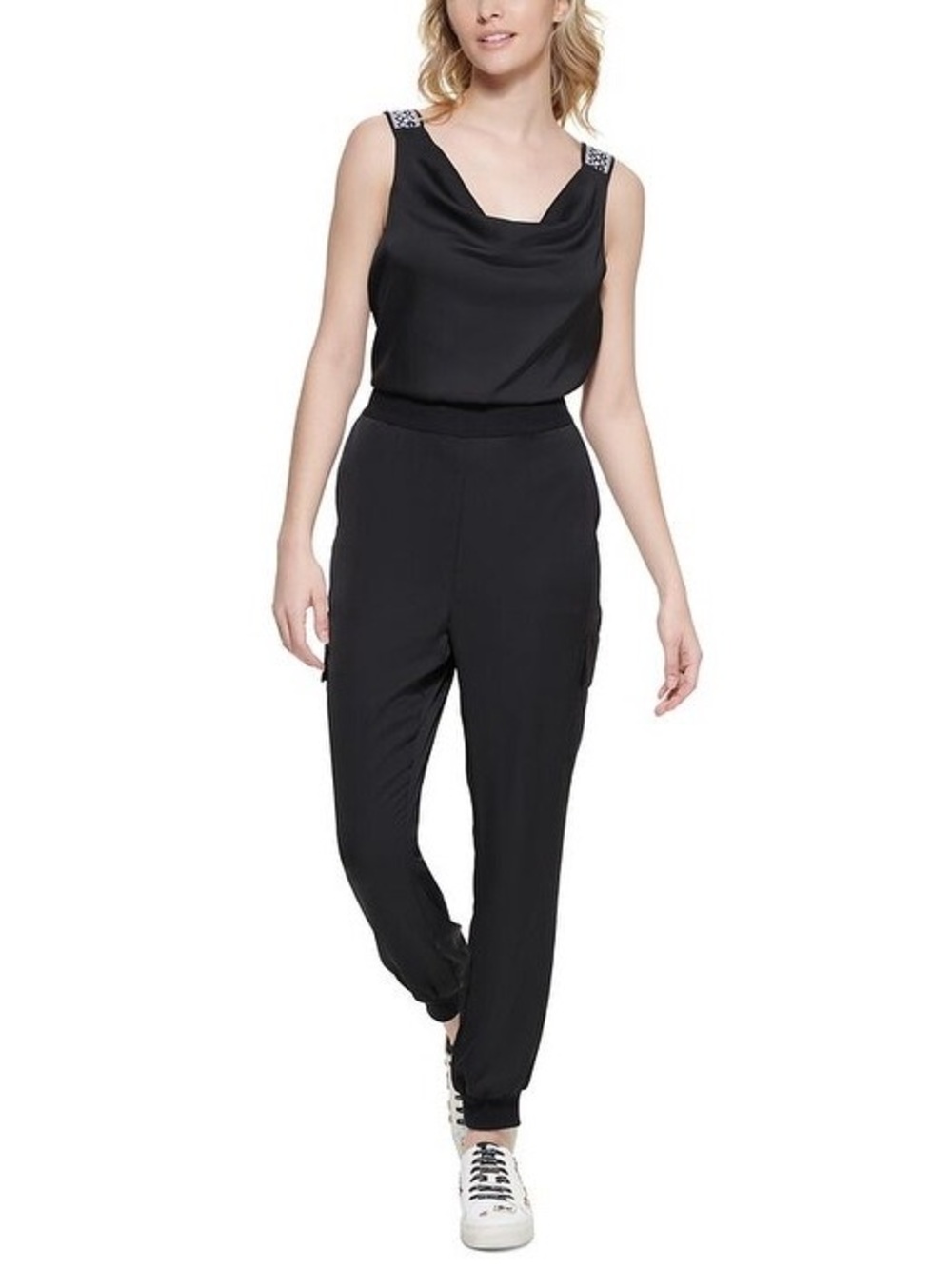 Karl Lagerfeld Paris Logo Strap Jumpsuit | Size 12